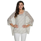 BHflutter White Blouse Shirt Women Fashion Batwing Casual Summer Tops Tees Ladies Print Chiffon Blouses Streetwear Plus Size - Matrix-studios.com