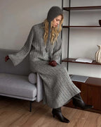 Hirsionsan Soft Elegant Vintage Women Suits 3 Pieces Female Sets O Neck Sweater & Wild Leg Pants with Scarf Knitted TrackSuit - Matrix-studios.com