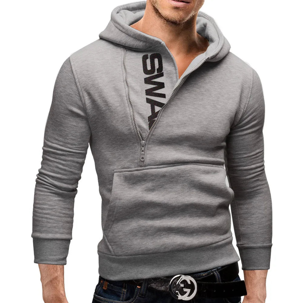 Men's Hoodies Long Sleeve Sweatshirts for Men Zipper Hooded Pullover High Neck Mens Sweatshirt Top Jacket Coat Black Sweater - Matrix Studios