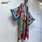 WINYI Summer Bohemian Kimono Beach Cover-Up Swim Suit Elegant African Women Boho Cardigan Sexy Holiday Long Sleeve Beach Dress - Matrix Studios