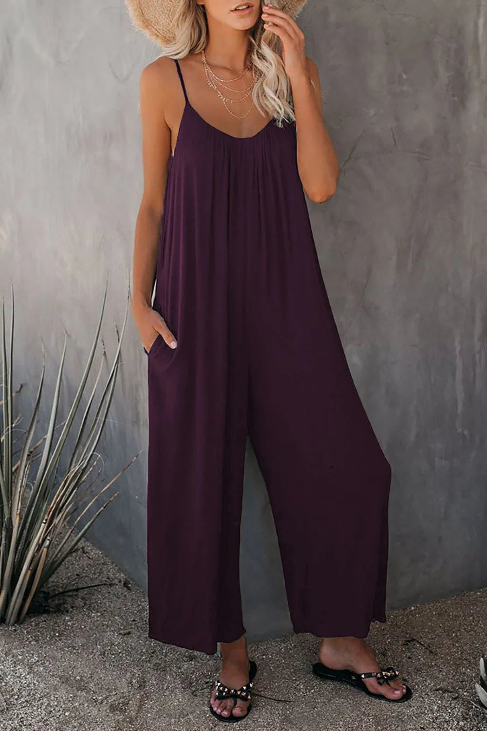 2026 High-Quality Strap Summer New Thick Pure Color Pocket Casual Women's Overall Pants - Matrix Studios