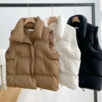 2025 Down Cotton Vest Women Autumn Winter Short Loose Casual Waistcoat Women Clothing Sleeveless Jacket Top Solid Vintage New - Matrix Studios