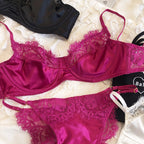 Sexy Underwear Set for Women Ultra-thin Bra Set French Lace Breathable Bralette Female Silk Comfort Bras and Thong Lingerie - Matrix-studios.com