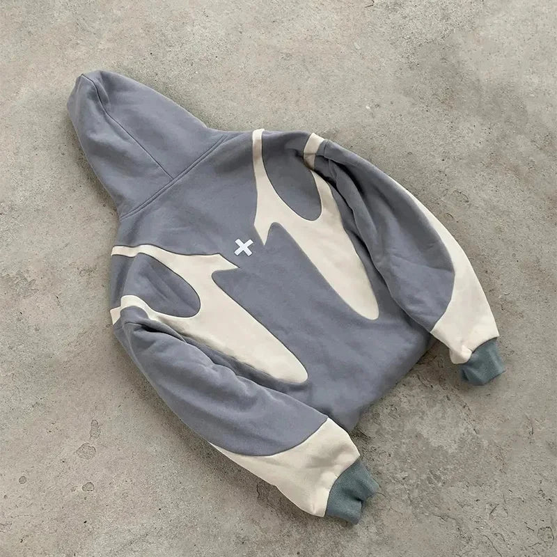 American Retro Letter Printed Devil Pattern Hoodie Y2k Harajuku Casual Couple Zipper Hoodies Sweatshirt Fashion Men's Clothing - Matrix Studios