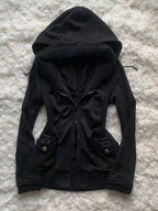 Black Fashion New Trend Women Casual Hoodie Retro Gothic Sweatshirts Hip Hop Punk Style Multifunctional High Street Cardigan