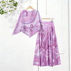 Loose Printed Shirt Skirt Suits Women Beach Irregular Full Sleeve Top Female Sets 2026 Fashion Summer Long Skirt Ladies Outfits - Matrix-studios.com