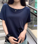 Autumn Winter One Shoulder Cotton Long Sleeve Slant Shoulder Women's Clothing Style Interior Wide Truffle Shoulder Base Shirt - Matrix-studios.com