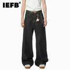 IEFB Men's Straight Denim Pants New Cleanfit Solid Color Korean Version Wide Leg Versatile Casual Jeans Trend New Autumn  9C1519 - Matrix Studios