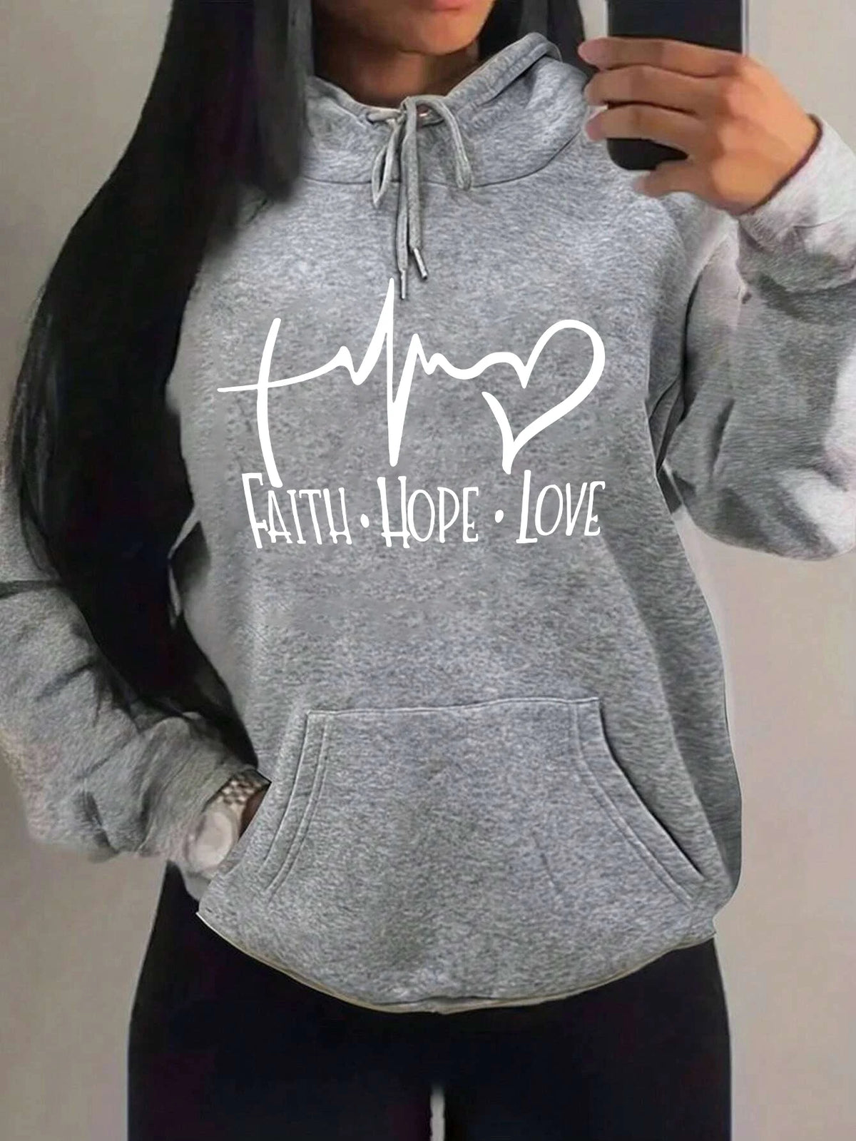 Faith Hope Love Letter Graphic Women Hoody Street Casual Loose Hoodies Autumn Fleece Pullover Hip Hop O-Neck Clothing Female - Matrix Studios