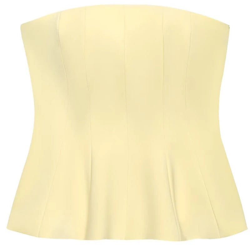 HXAO Corset Tube Top Women Summer 2025 White Pink Blue Yellow Black Top Bustier Ruffled Vests Cute Sleeveless Backless Tank Top - Matrix-studios.com
