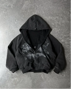 New TOROM Black Applique embroidery Personality Trend Zip Up Hooded Jackets Couple Hip-Hop Streetwear Classic Sweatshirt Men Ins