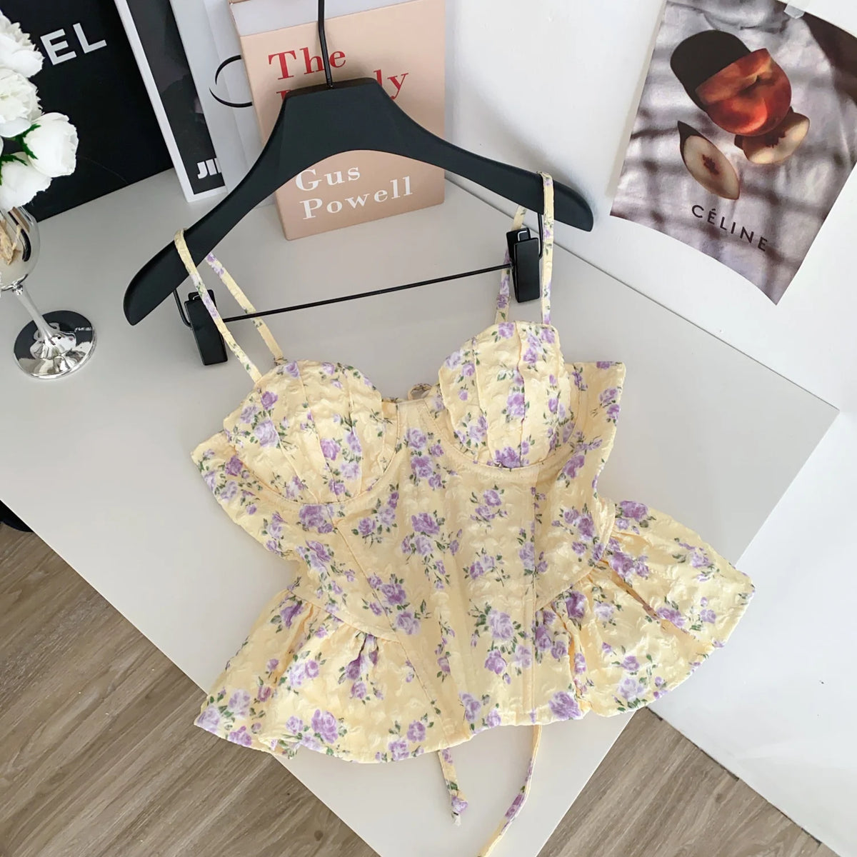 Sexy Slim  Corset ruffle print Chic Korean Camis Tank Top Basic Fashion Off Shoulder Summer Women Clothing - Matrix-studios.com