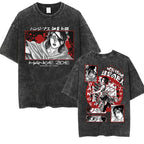 Anime Attack on Titan Vintage Washed Print T-shirt Mikasa Ackerman Eren Jaeger Wings of Freedom Logo Mens Summer Cotton T-shirts - Matrix Studios