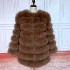 70CM 4in1 New Fast Shipping New Fashion Women Fashion Real Natural Fox Fur Long Coat Jacket for Winter Warm Over Coat - Matrix Studios