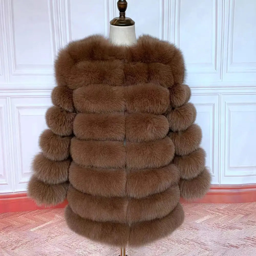 70CM 4in1 New Fast Shipping New Fashion Women Fashion Real Natural Fox Fur Long Coat Jacket for Winter Warm Over Coat - Matrix Studios