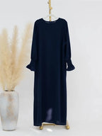 Eid Jersey Solid Modest Under Abaya Dubai 2024 Palestine Women Islamic Clothing Muslim Kaftan Inner Dresses Robe Femme Musulmane - Matrix-studios.com