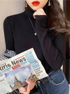 2026 Autumn Winter Basic Slim Soft Solid Color Turtleneck Sweater Pullover Women Casual Long Sleeve Chic Bottom Knitted Jumper - Matrix Studios