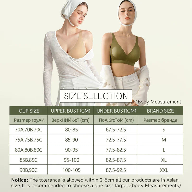 SUJIIN Sexy Seamless Wireless Bras for Women Push Up Padded Soft Support Invisible Lift V Neck Bralette Smooth Bra Female MX208 - Matrix Studios