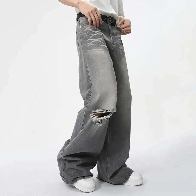 IEFB Summer Men's Wear New Jeans Straight Wide Leg Denim Pants Casual Loose Contrast Color Male Bottoms Clothing 2026 9C5977 - Matrix Studios