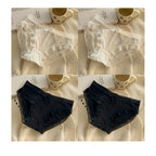 4 PCS/PACK Solid Color Women's Panties Mid-Waist Breathable Comfort Sexy Antibacterial Lace Innerwear - Matrix Studios