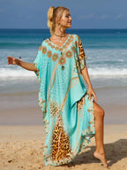 Kaftan Dresses Tropical Printed Cover Ups for Swimwear Women Elegant Maxi Robe Holiday Bathing Suits Dropshipping Hot Sales - Matrix Studios