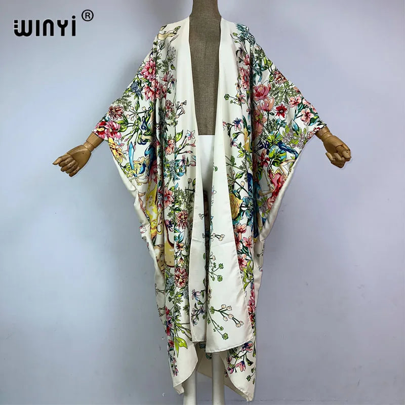 WINYI Kimono Africa Summer Boho Print Beach Outfits for Women Cover-Up Long Coat Elegant Coat Beach Outfits for Women Maxi Dress - Matrix Studios