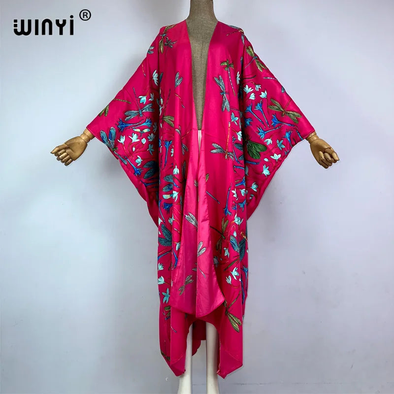 WINYI Kimono Africa Summer Boho Print Beach Outfits for Women Cover-Up Long Coat Elegant Coat Beach Outfits for Women Maxi Dress - Matrix Studios
