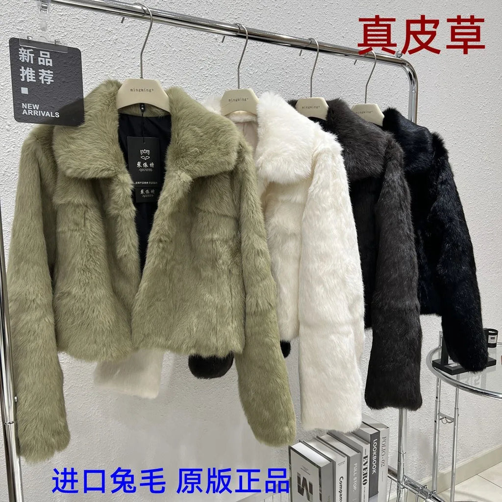 Fancy Rani Natural Fur Coat Women Winter Jacket Real Leather And Fur Short Women's Clothing Female Outerwears With 2024 Black - Matrix Studios
