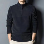 Autumn Winter New Warm Polo Shirts Men's Lamb Wool Sweatshirt Standing Neck Half Zip Long Sleeve Fashion Versatile Men Tees Tops - Matrix Studios