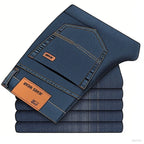 2025 men's fashion business jeans classic style casual elastic slim fit jeans men's denim pants black blue - Matrix Studios