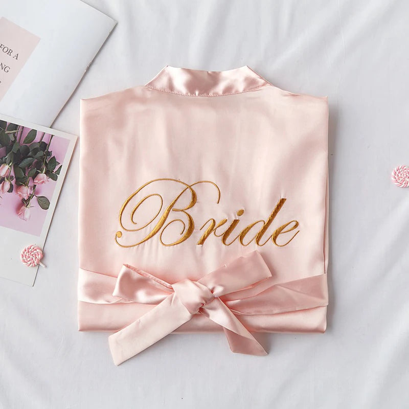 Wedding Bride Bridesmaid Robe Dressing Gown Sexy Women Bathrobe Nightgown Short Sleepwear Casual Flower Kimono Geisha M L XL - Matrix-studios.com