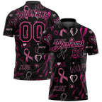 Breast Cancer Awareness Customized Polo Shirt Unisex Custom Name Number Loose Lapel Short Sleeve Golf Shirts Summer Outdoor - Matrix-studios.com
