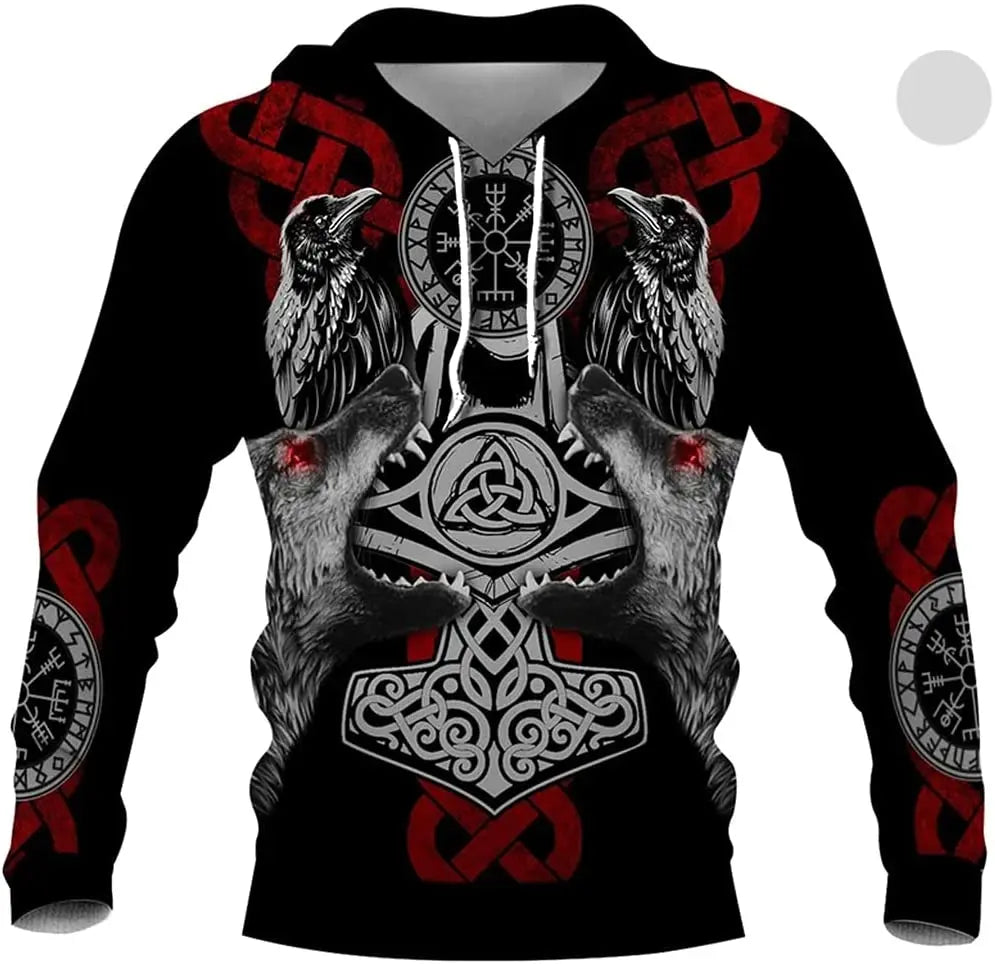 2024 New Hoodie 3d Viking Harajuku Print Pullover Men's Hooded Sweatshirt Oversized Vintage Male Clothing Fall Long Sleeve - Matrix Studios