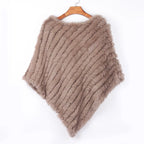 Women's Real Rabbit Fur Poncho Vest Natural Leather Winter Jacket Wrap Coat Shawl  Wedding Party Knitted Fur Vest Wholesale - Matrix Studios