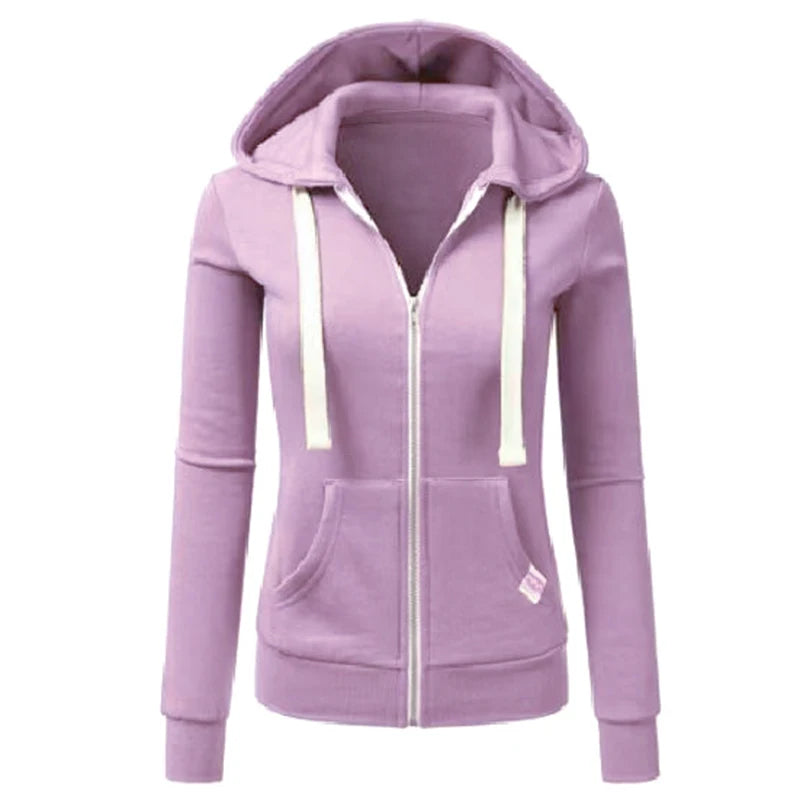 Autumn/Winter New Women'sPersonalized Fashion Sports Hoodie Long Sleeve Drawstring Pocket Zipper Coat Woolen Sweater Top CYXX386 - Matrix Studios