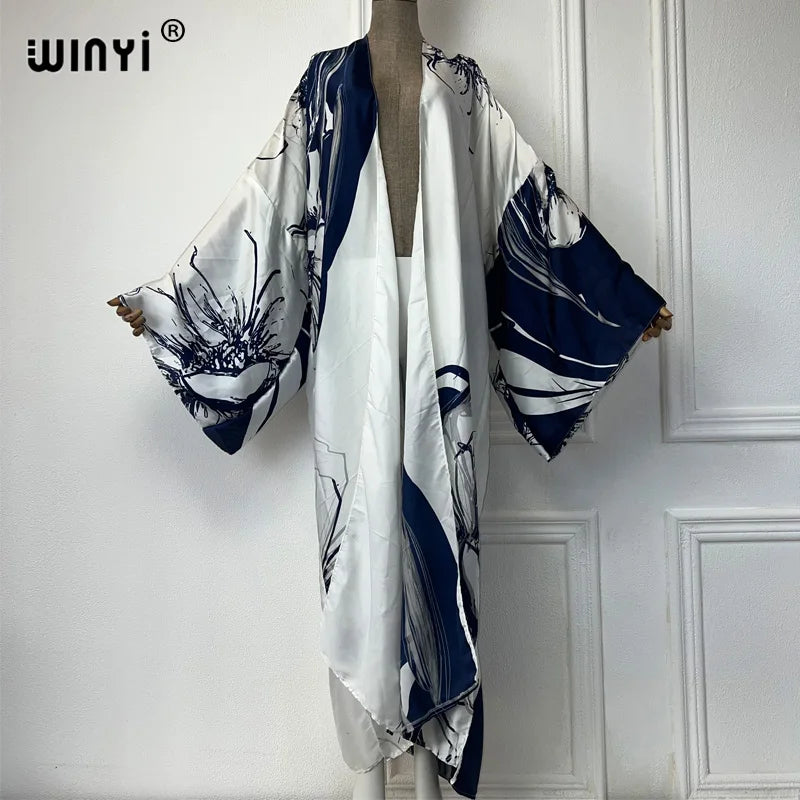 WINYI New Kimono Africa Print Dress Beach Wear Elegant Cardigan Sexy Holiday Beach Outfits for Women Vestidos Swimwear - Matrix Studios