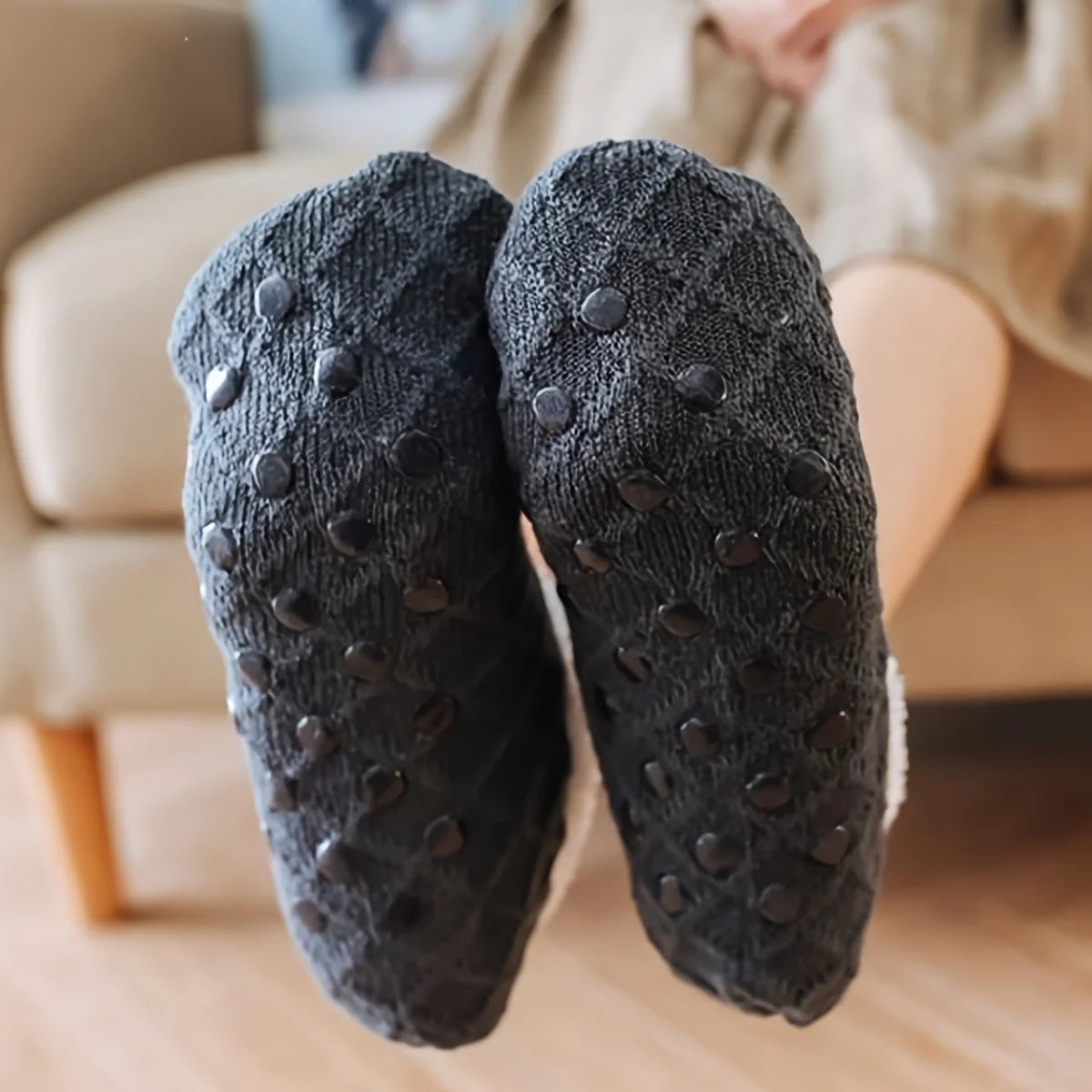 6/5/4/3/2/1Women's Warm Solid Color Floor Socks Non Slip Plush Knitted Coral Fleece Socks No Show Socks - Matrix Studios