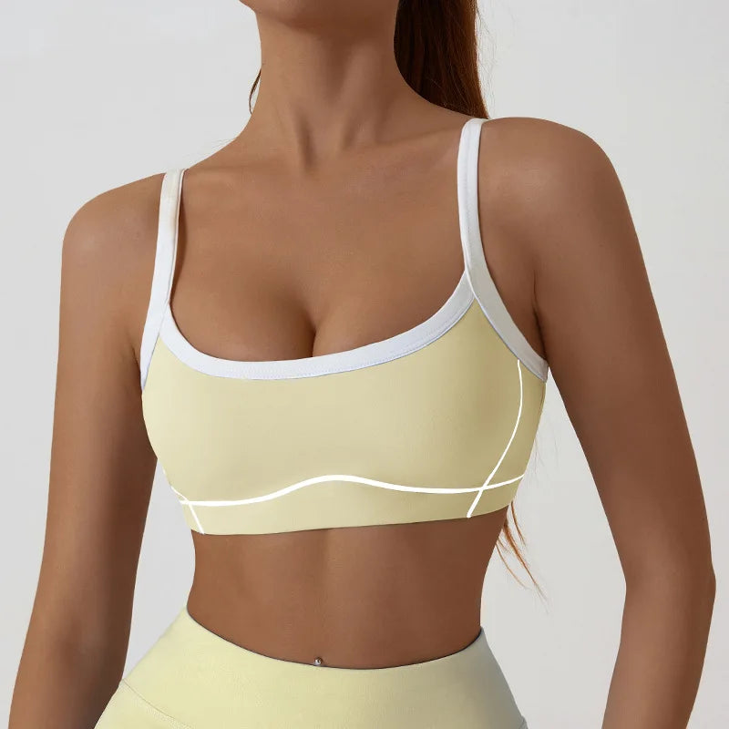 Yoga Sports Bra Color Clashing Shock Absorbing Brassiere Women Full Cup Breathable Gym Tube top Bra Yoga Workout Underwear - Matrix Studios