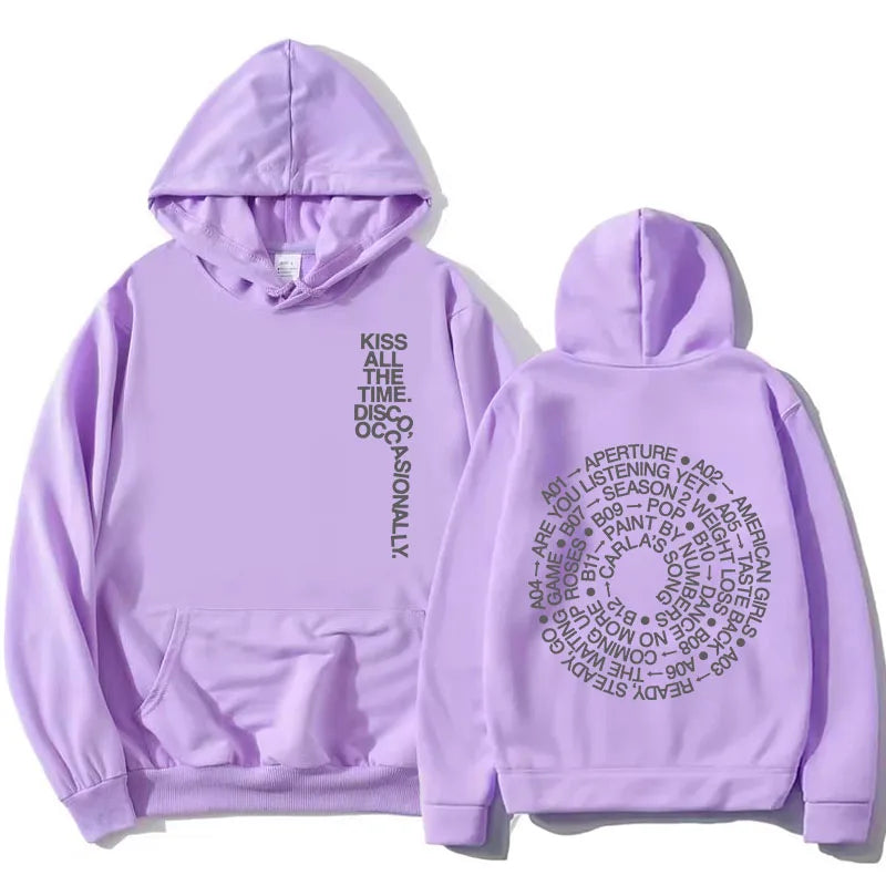 HarryStyles KISS ALL THE TIME. DISCO, OCCASIONALLY.  Hoodies Album Design Graphic Print Sweatshirts Women Clothing Fleece Hoodie - Matrix Studios