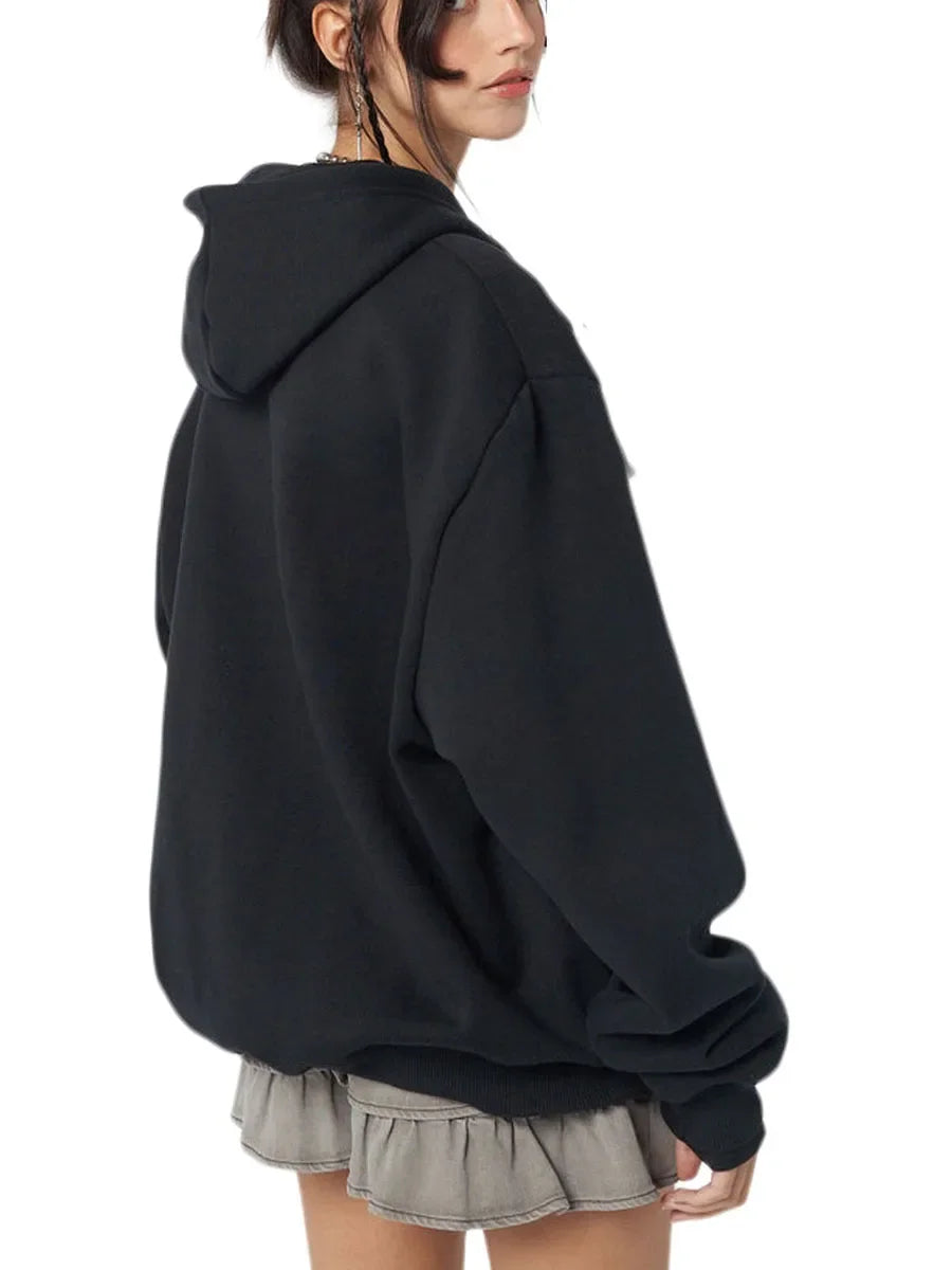 Halloween Women Spring Autumn Casual Hooded Coat Long Sleeve Skull Print Zipper Hoodie Grunge Long Sleeve Top Gothic Sweatshirt - Matrix Studios