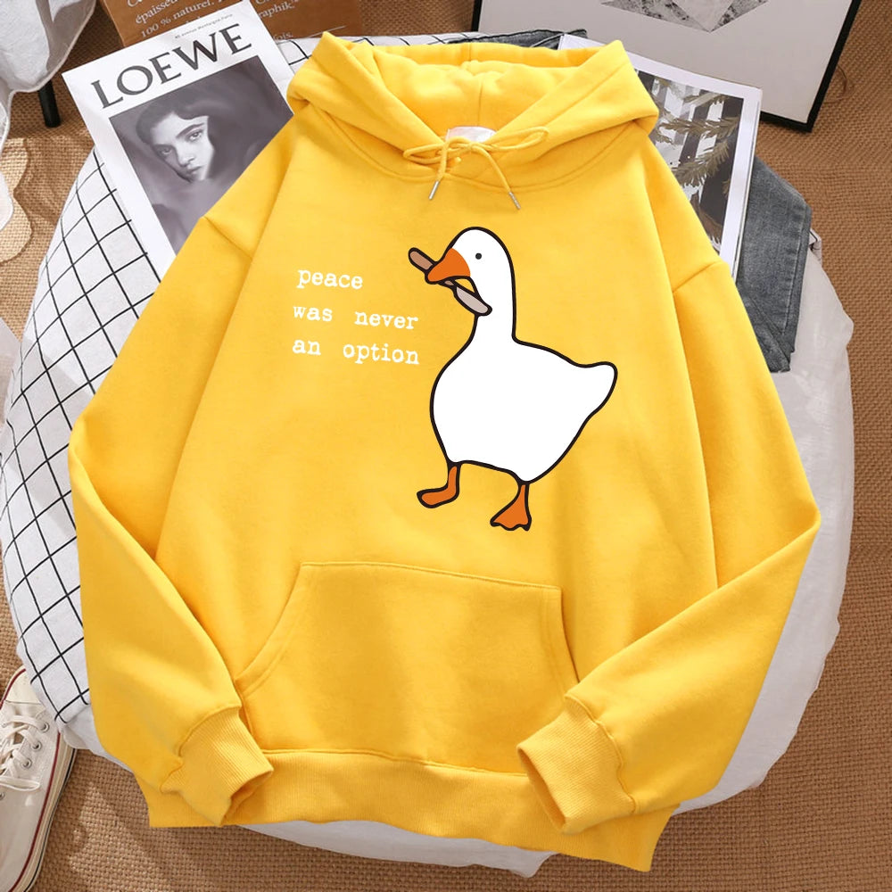 Peace Was Never An Option Printed Hoosie Men Street Oversize Autumn Hooded Hipster Soft Hoodies Hip Hop Warm Sportswears - Matrix Studios