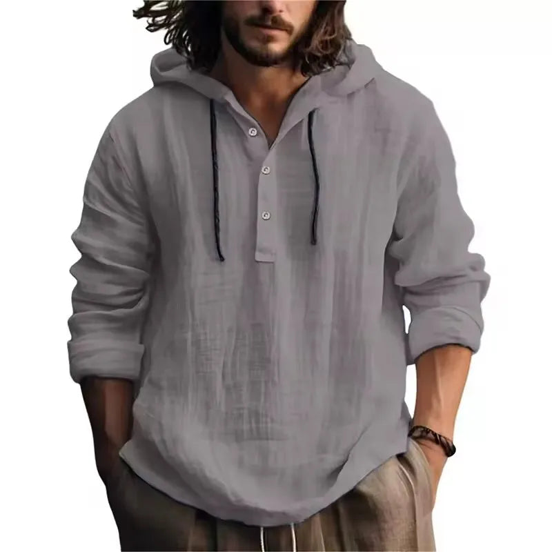 2024 New Men's Casual Blouse Cotton Linen Shirt Loose Tops Long Sleeve Tee Shirt Spring Autumn Casual Men's Shirts - Matrix Studios