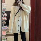 Autumn Winter Women Cardigan Sweater Coats Fashion Female Long Sleeve V-neck Loose Knitted Jackets Casual Sweater Cardigans - Matrix Studios