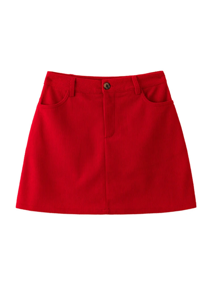 Autumn Corduroy Mini Skirt Burgundy For Women Brown Vintage A Line Short Skirts With Shorts Inside For Women Skirt Corduroy Fall - Matrix-studios.com