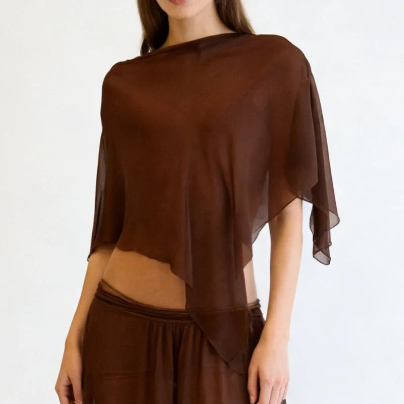 Women Mesh Sheer Poncho Capelets Chiffon Cape Shawls and Wraps for Evening Dress Cover Up Formal Wedding Party - Matrix Studios
