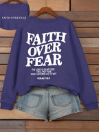 Casual Women's Hoodies Faith Over Fear Letter Printing Sweatshirts Fleece Warm Comfortable Pocket Pullovers Autumn Streetwear - Matrix Studios