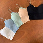 1pc Women Sexy Solid Color Camisole Ice Silk Tube Seamless Sports Tank Top Wireless Underwear Padded Bra Bralette Vest - Matrix-studios.com