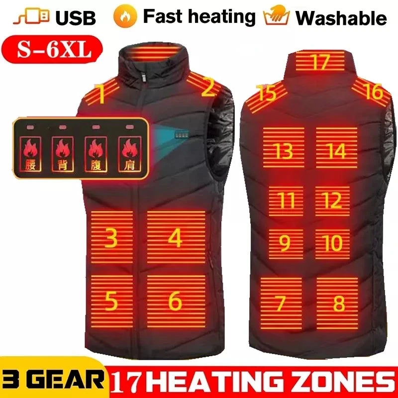 New 17 Heated Vest Jacket Fashion Men Women Coat Clothes Intelligent  Electric Heating Thermal Warm Clothes Winter Heated Hunt - Matrix Studios