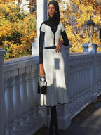 2024 Summer Women White long Skirt Suit Short Sleeve V-neck crop top pleated set elegant dress 2 piece skirt set Plus Size S-3XL - Matrix-studios.com
