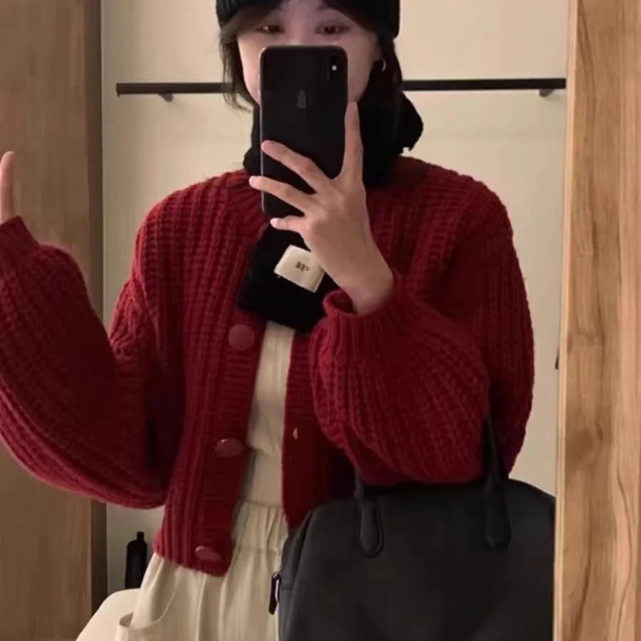 Zjaiss New 2026 Elegant Vintage Minimalist Lady Tops Chic Korean Fashion Short Cardigans Knitted Poncho Women Sweater - Matrix Studios